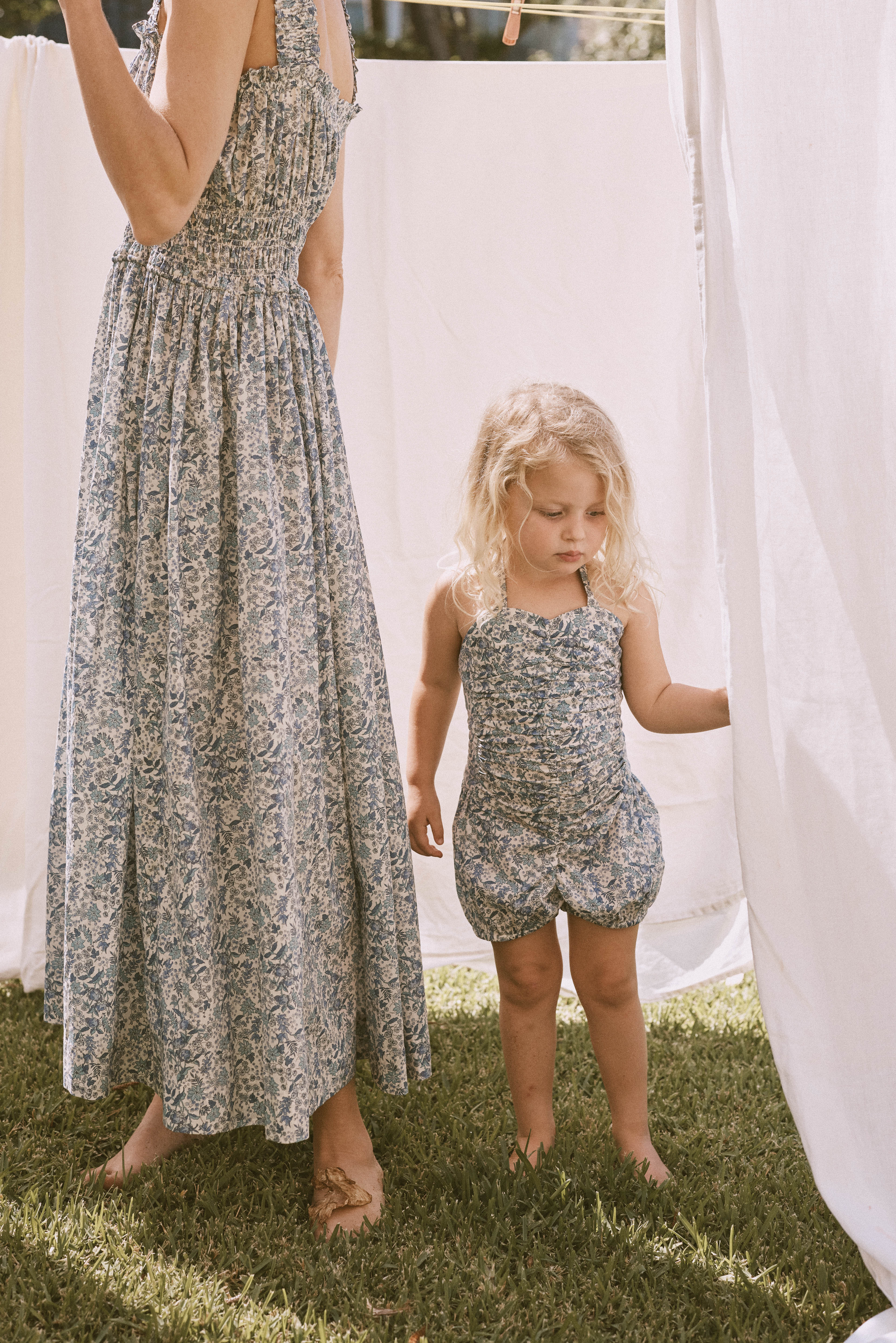 Camille Playsuit in Blue Serruria Liberty - printebebe.com