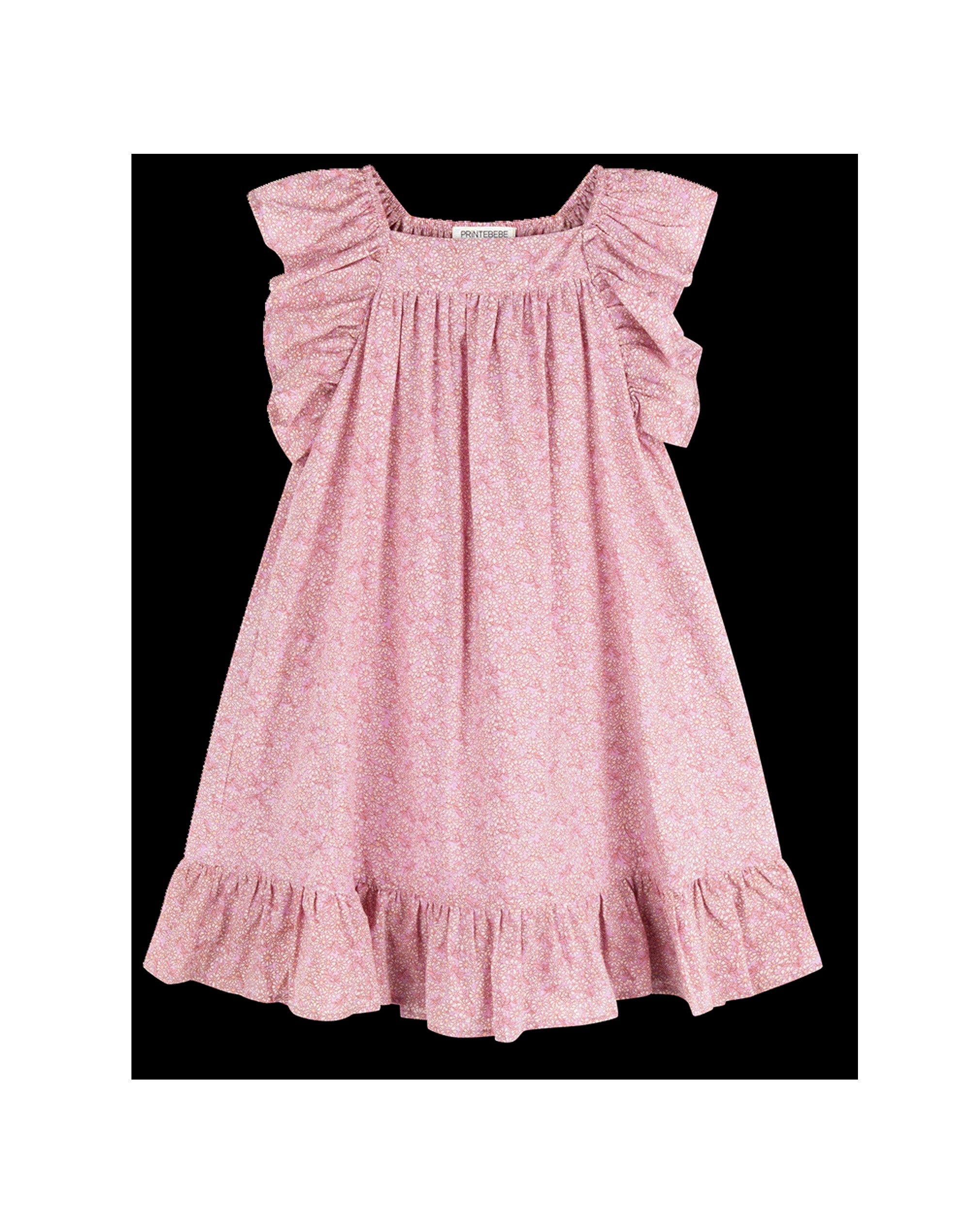 Caramel Dress in Pink Cotton Buds - printebebe.com