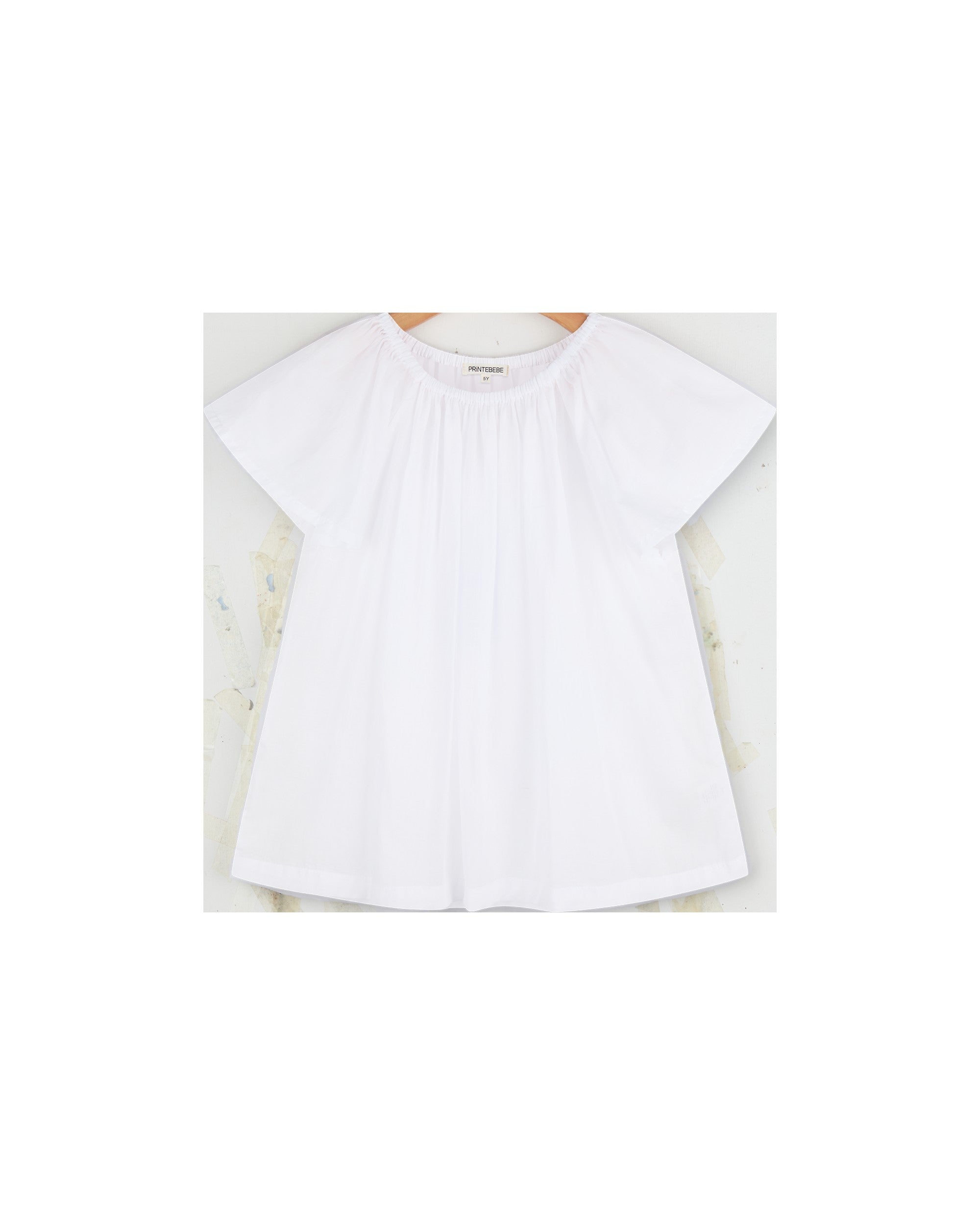 Butterfly Sleeve Top in White - printebebe.com