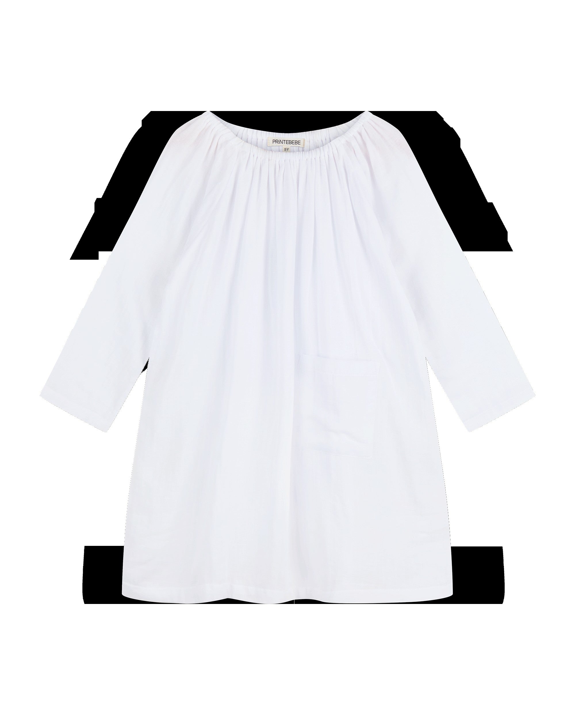Pocket Smock Dress in White - printebebe.com