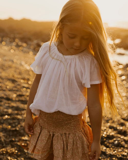 Butterfly Sleeve Top in White Voile - printebebe.com