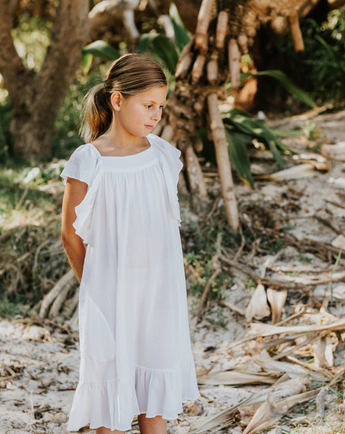 Caramel Dress in Supersoft White Cotton Voile