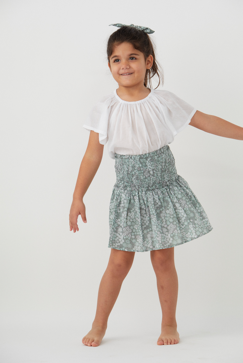 Ruched Skirt in Babyccino Mini Flowers