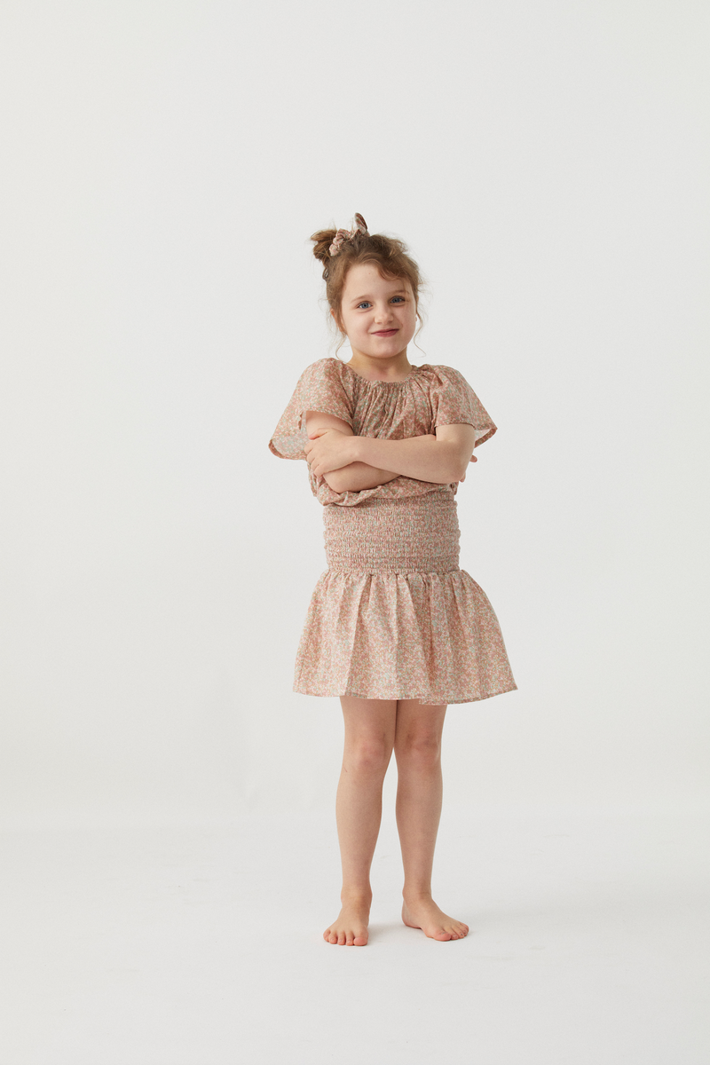 Ruched Skirt in Babyccino Mini Flowers - printebebe.com