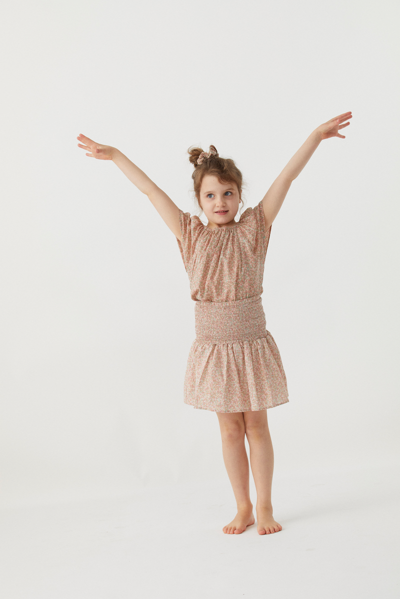 Ruched Skirt in Babyccino Mini Flowers - printebebe.com