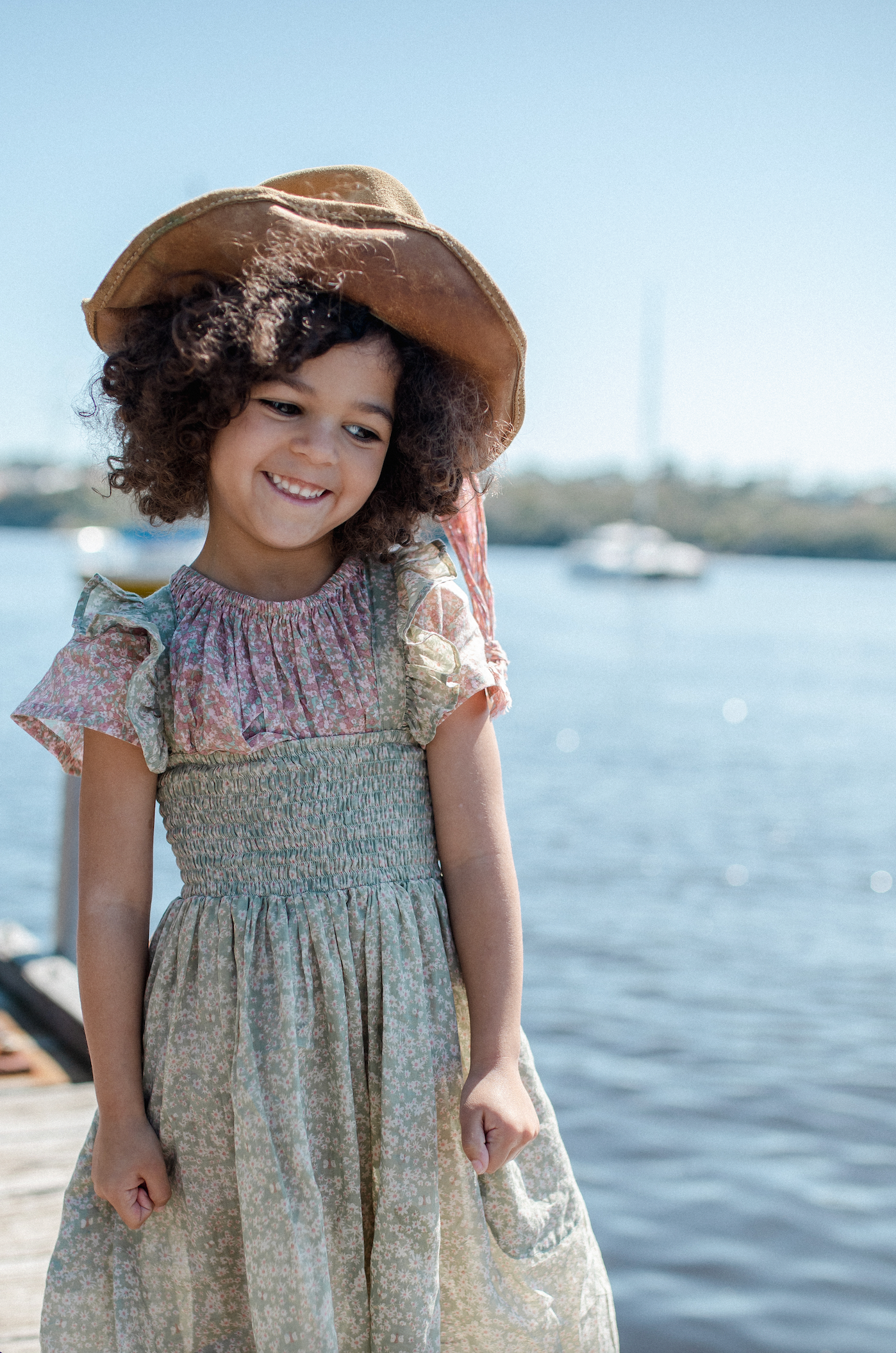 Bonnie Dress in Sage Butterflies