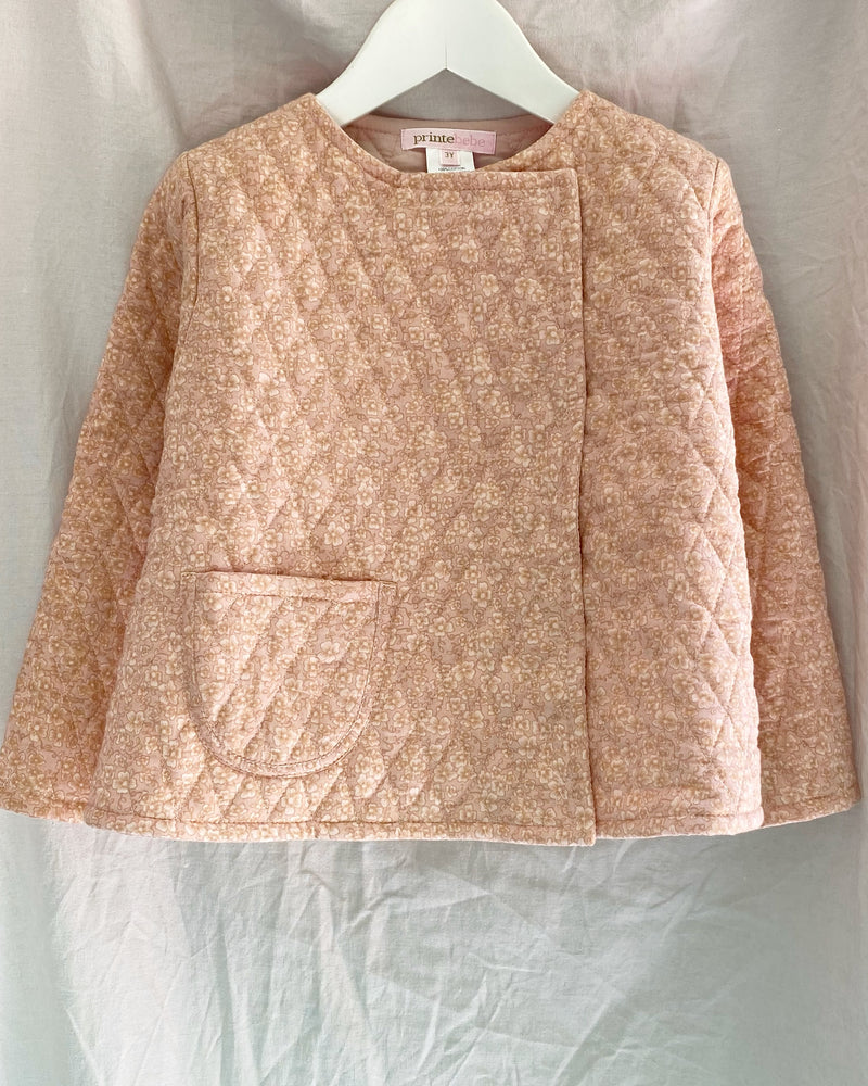 Quilted jacket in blushing pink winter daisy - printebebe.com